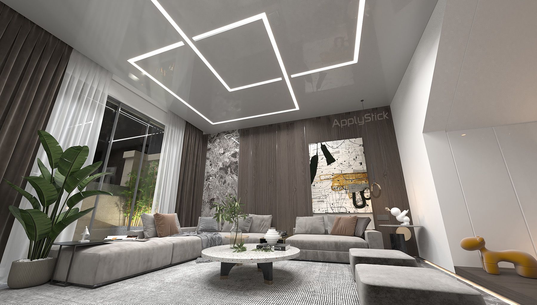 Световая арка Apply в натяжном потолке вечером