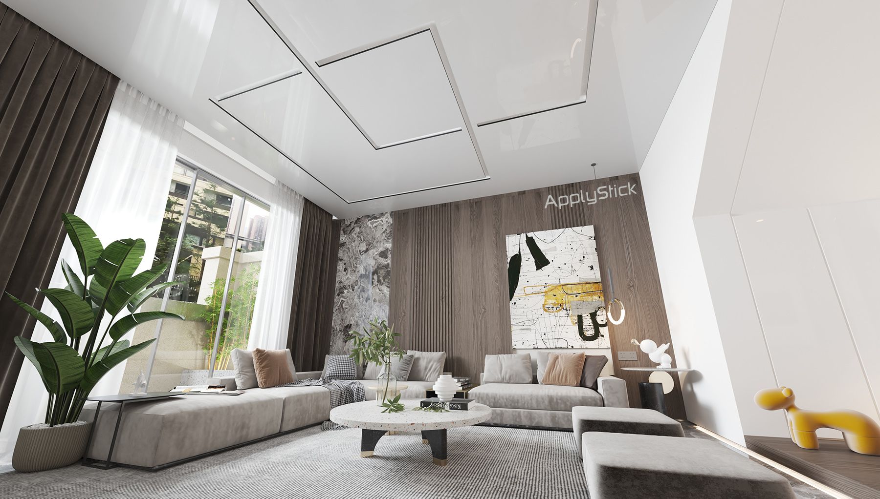 Световая арка Apply в натяжном потолке днем